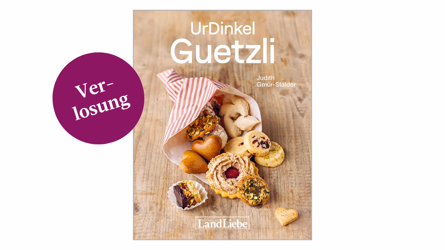 drei Exemplare des neu in der LandLiebe-Edition erschienenen Buches «UrDinkel Guetzli» von Judith Gmür-Stalder